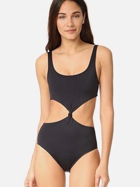 SOLID & STRIPED Bailey Black Cutout One-Piece Swimsuit with Knot NWT Size XS